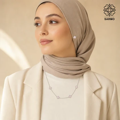 گردنبند ونکلیف پنج گل ریز صورتی کد 509428008