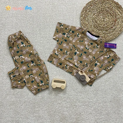 کراپ شلوار دخترانه پنبه طرح پلنگ 3 الی 8 سال