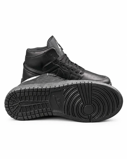 کفش کتانی مردانه مدل جردن وان ساق‌دار مشکی تمام Nike jordan1