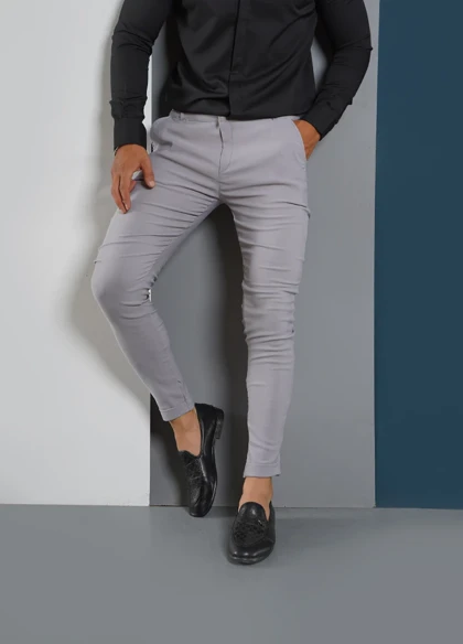 شلوار مردانه طوسی مدل Mobin