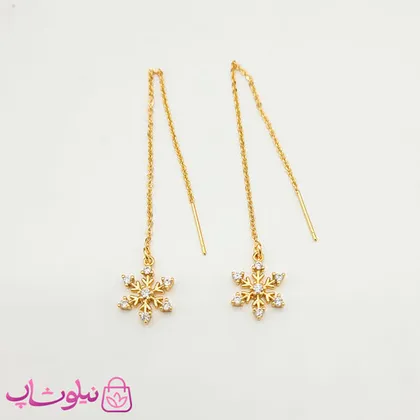 گوشواره بخیه ای YSX طرح برف طلایی