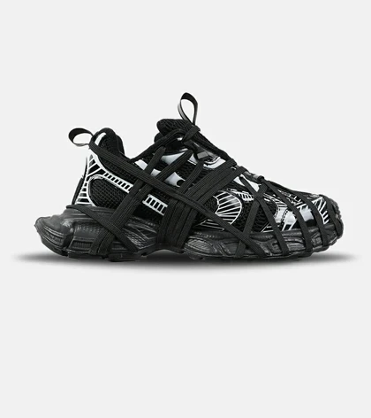 کفش کتانی مردانه مشکی سفید BALENCIAGA 3Xl Exteme Laces مدل 7755