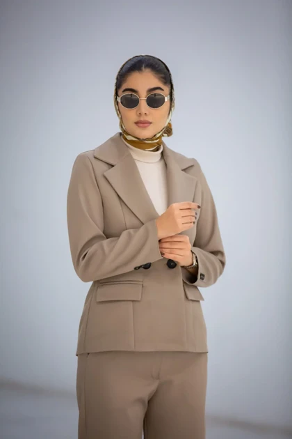 کت زنانه بلدینگ یقه E دو دکمه