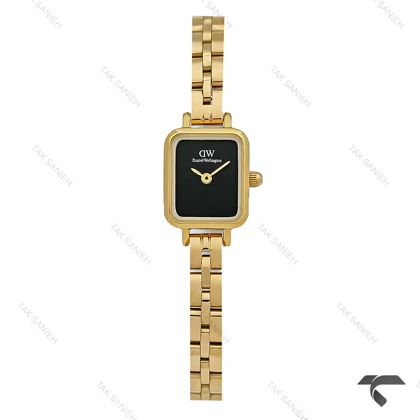 ساعت DW زنانه مینی Quadro طلایی صفحه مشکی مهندسی بندفلزی DW-10682-L