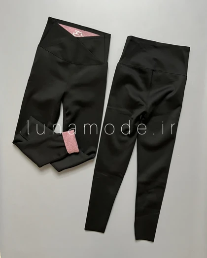 لگ زنانه کمر هفتی داخل خز دار زنانه تک‌رنگ مشکی