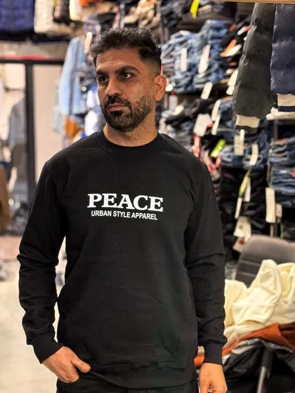 دورس سه نخ پنبه طرح ترند PEACE کبوتر - دو رنگ مشکی و سفید