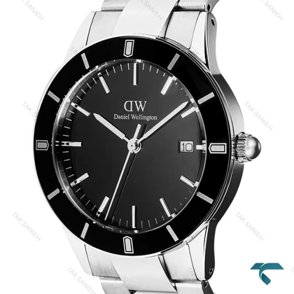 ساعت دنیل ولینگتون مردانه آیکونیک پارادایم سیلور صفحه مشکی DW-7632-G