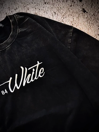 تیشرت باکسی تمام پنبه مدل سنگشور white_ مشکی موکا