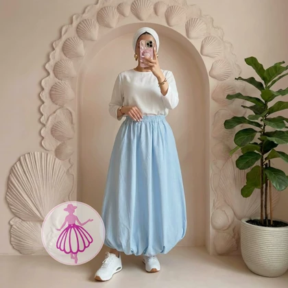 دامن لینن بالونی جیب‌دار بلند در رنگبندی متنوع