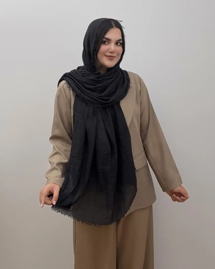 شال مشکی کنفی دور ریش