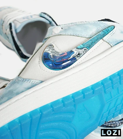 کفش کتانی مردانه و زنانه سفید آبی نایک NIKE dunk low steam puppet