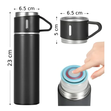 ست فلاسک وکیوم استیل سه کاپ 500 میلی‌لیتر