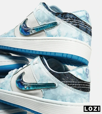 کفش کتانی مردانه و زنانه سفید آبی نایک NIKE dunk low steam puppet