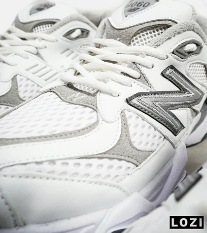 کفش نیوبالانس بزرگ پا سفید طوسی پشت آبی NEW BALANCE 9060