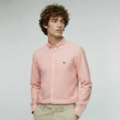 پیراهن استین بلند یقه دکمه دار Lacoste