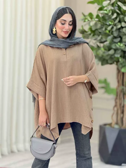 مانتو پانچ یقه دو دکمه هیما