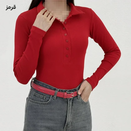 پولوشرت زنانه کبریتی جلو دکمه | آی بولک