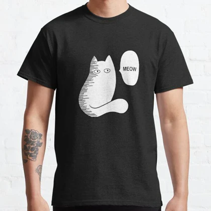 تیشرت مرد تک مشتی | تیشرت One Punch Man طرح Cat meow funny Saitama meme کد 124049