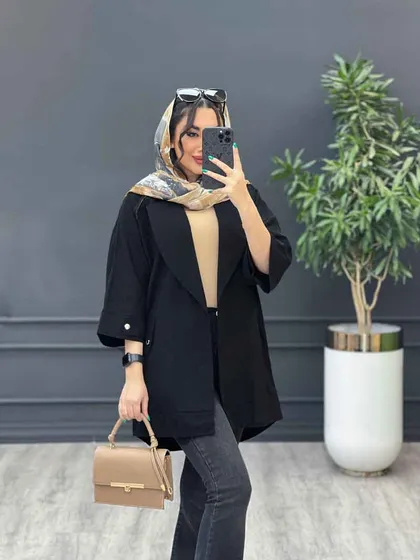 مانتو جلو زیپ آستین پاگن