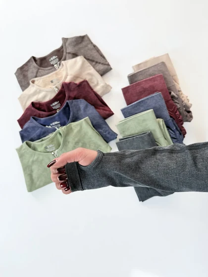 ست سویشرت فینگر دار دو زیپ و لگ پشت چروک ورزشی سیملس برفکی