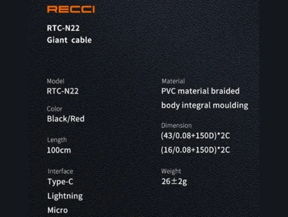 کابل شارژ سریع یو اس بی به لایتنینگ 2.4 آمپر یک متری رسی RTC-N22L