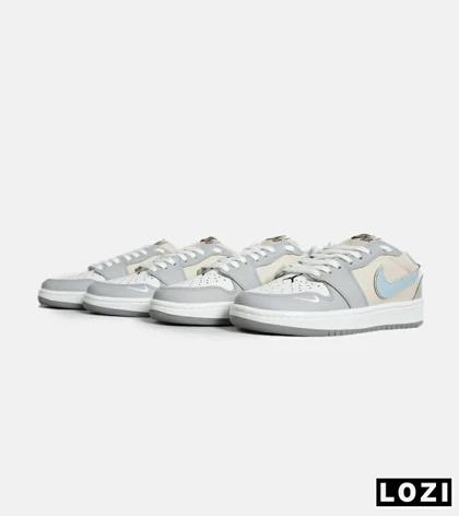 کفش کتانی مردانه طوسی کرم آبی نایک NIKE jordan 1