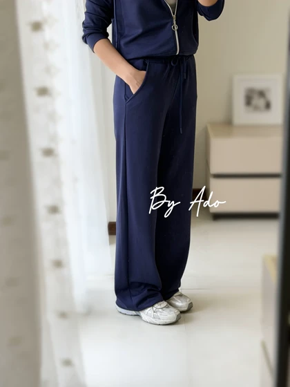 ست سویشرت شلوار آبی نفتی 0431