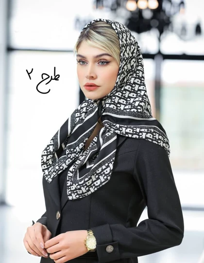 روسری ابریشم توییل مشکی 4199