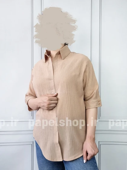 شومیز مانتویی کراش آستین پاکتی