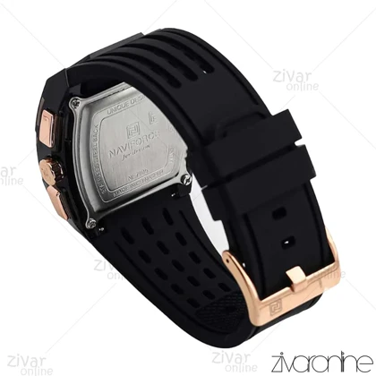 ساعت اورجینال ناوی فورس NaviForce مردانه مستطیلی مشکی رزگلد بند رابر 106992