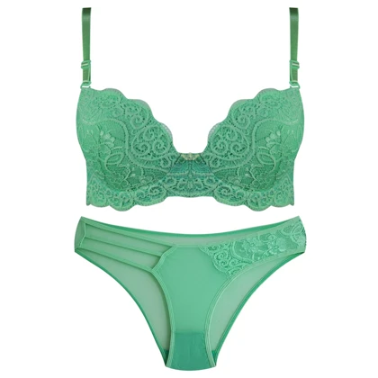 ست شورت و سوتین اسفنجی زنانه لنا مدل فنردار سه بند سبز کد 4853