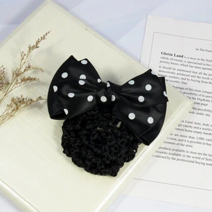 گیره مو زنانه مدل خال‌خال کیسه دار کد G_Lnd_3174