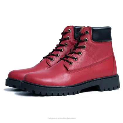 بوت تی‌تی گازولین کارمین غلیظ - GAAZOLIN TT Boots Deep Carmine