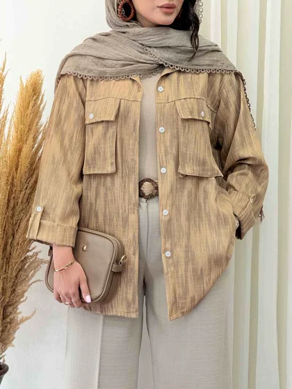 مانتو آستین پاگن دو جیب پاکتی