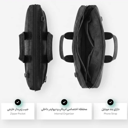 کیف لپ تاپ پروین Perwin مدل KL25 با چرم صنعتی طرح گاندو