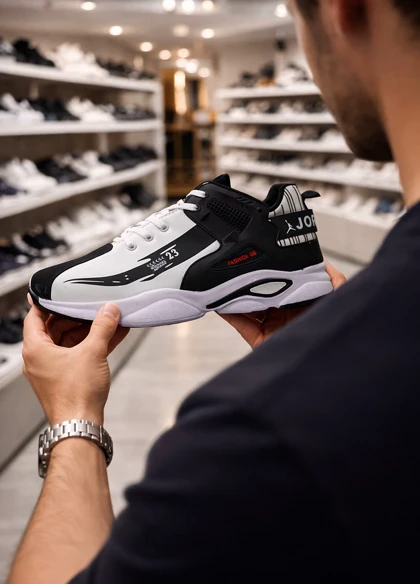 کفش ورزشی مردانه jordan سفید مشکی مدل 23