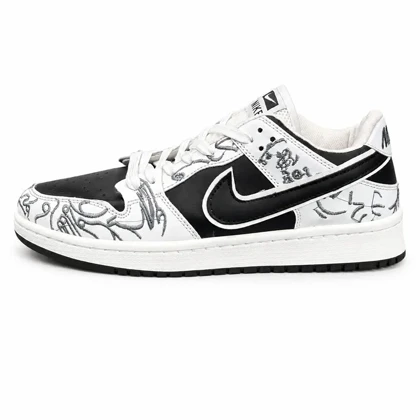 کتانی مردانه مدل نایک جردن گلدوزی سفید مشکی Nike Jordan