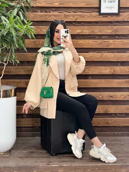 مانتو مازراتی دودکمه آسیتن پفی