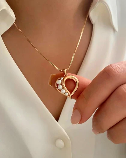 نیم ست قلب و مروارید ژوپینگ