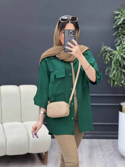 شومیز آستین پاگن سر جیب چاک