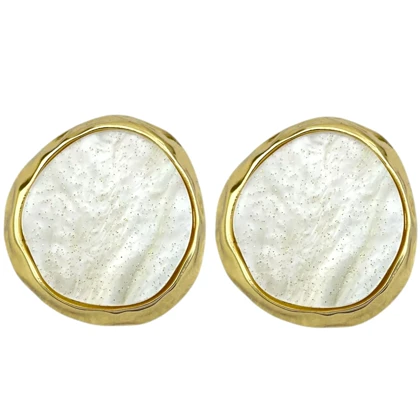 گوشواره زنانه مدل سپیدا طرح طلا با میناکاری سفید