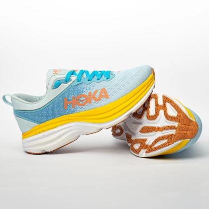 کتانی هوکا وان باندی 8 آبی زرد hoka one bondi 8 کد 282030
