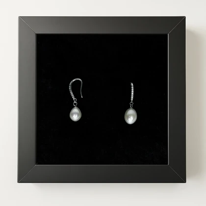 گوشواره نقره حلقه‌ای با آویز مروارید