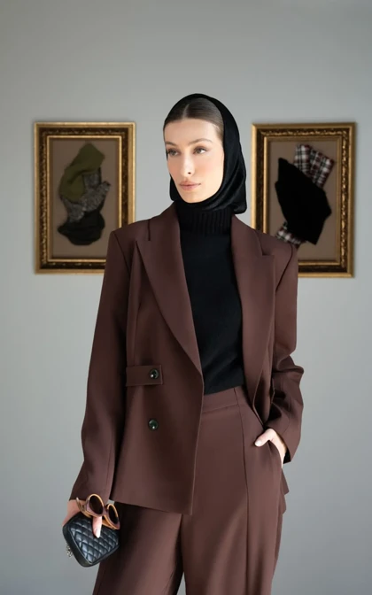 کت قهوه‌ای مجلسی نوادو