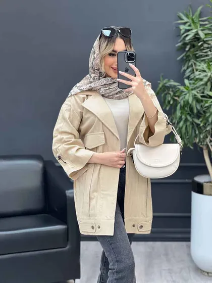 مانتو لینن پشت قیطان دوزی