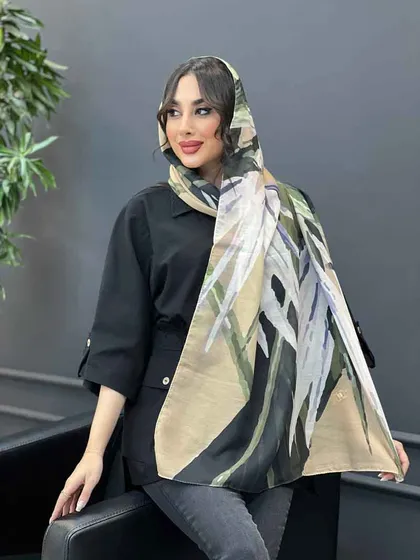 شال حریرنخ طرح دار