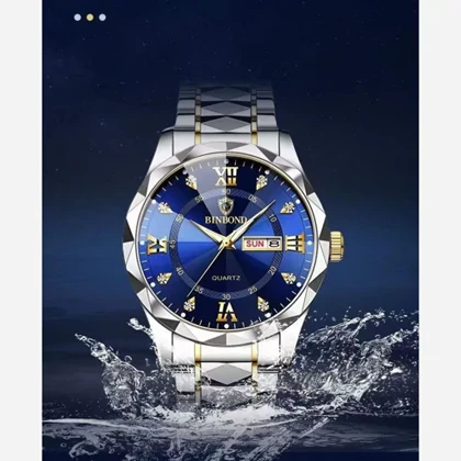 ساعت مچی مردانه بین باند ضدآب دارای روزشمار وایام هفته شب نما درخشان کیفیت اصلی