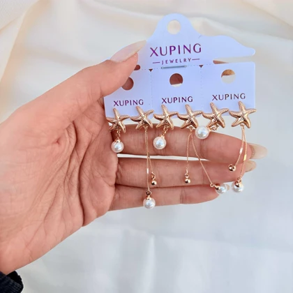 گوشواره ستاره نامتقارن مرواریدی ژوپینگ