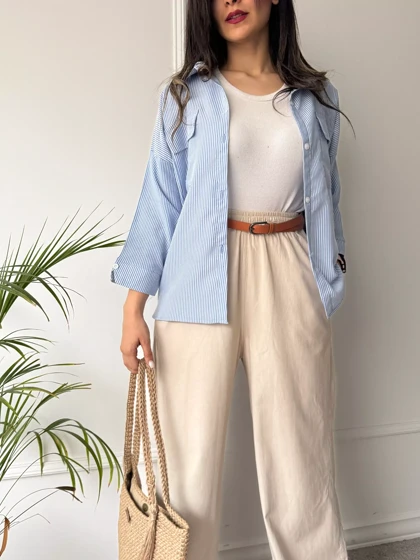 مانتو راه راه رز