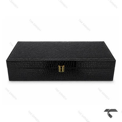 جعبه چرمی طرحدار 6 تایی ساعت مچی مشکی Watches-Box-6-10771-U